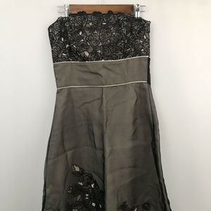 White House Black Market Strapless Dress - Black and Tan